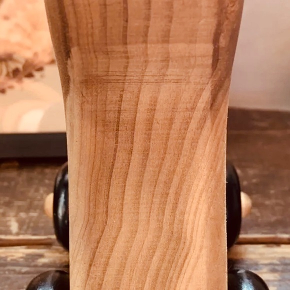 Wooden Bear on wheels inlay wood handmade Cottagecore - Picture 2 of 6